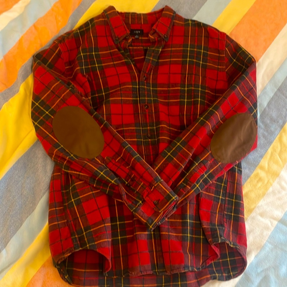 J Crew - Button Down - Flannel with elbow patches - XL - Good Condition!
